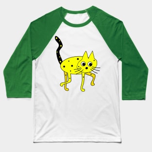 Funny Yellow Cat with Spots Baseball T-Shirt